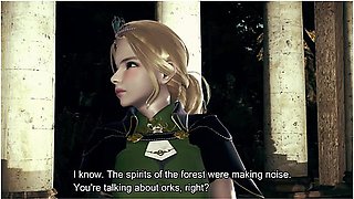 Female knight overwhelmed by monster’s brutal thrusts