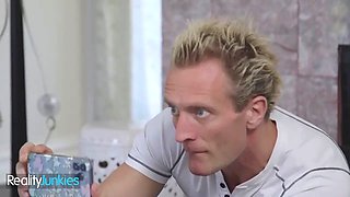 Realityjunkies - blonde tattooed cougar has wild porn with her stud as her spouse witnesses and films