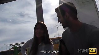 Hunt4k. Angella Christin from bus station comes to service