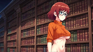 Velma Dinkley in very sensual teasing scenes wearing her classic orange sweater with slow intimate erotic body