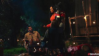 August Skye's Wild Threesome Passion Explodes with Black Heat