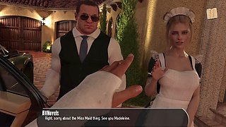 Hot brunette with big tits in a steamy visual novel