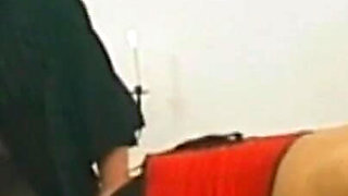 Humiliating dildo playing with old man