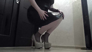 Walking in high heels and socks