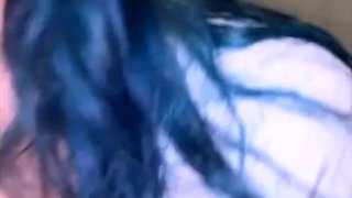 Savor a blue-haired beauty's wild passion in intimate view