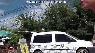 Man fucking his cute amateur girlfriend among sunflowers