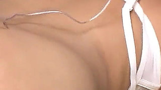 Skinny Asian teen double penetration to orgasm by stepdad