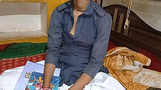 Indian Teacher Abiraj Gives Hot Blowjob and Swallows Cum - Desi Student Fuck