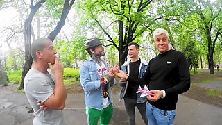 Brunette peaches and dan in hot threesome action