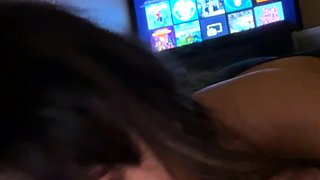 Big cock EXGF interracial busty geek coed blowjob