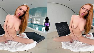 Redhead beauty Holly Molly wanking her pussy in the kitchen