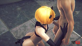 Sexy Femboy Yaoi Catboy sex with a big dick men Hentai