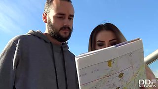 The Horny Tourist: Slim College Babe Blows Massive Boner