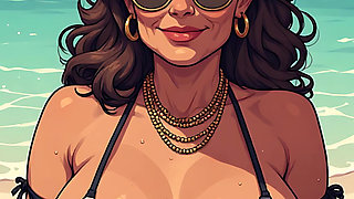 Gorgeous Women at the Beach Bikini Art