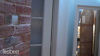 Lesbea Big Tits latin gives in to her lesbian housemate