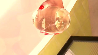 Public Toilet with a 22cm Bwc, and a Cuckold Helping, I Drink More Than 1 Liters of Golden Nectar and Then Messy Gag!!