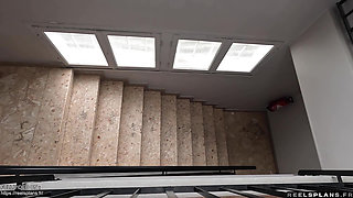 Big Ass Blonde French Teen Gets Anal Fucked on the stairs of her building while her parents are away !!!