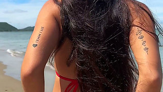Beauty Chill and Sunbaths in Red Sexy Bikini