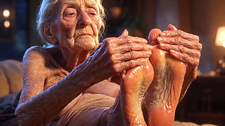 Beautiful Big Wrinkled Feet Oiled up - Oil Dripping From Toes Sensual Massage