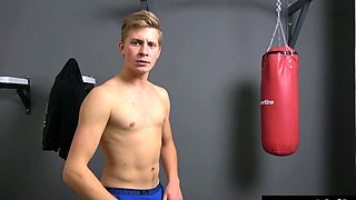 Blond Czech Twink Flexing Big Dick