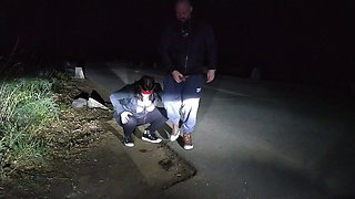 Urination on wife's face outdoors golden shower