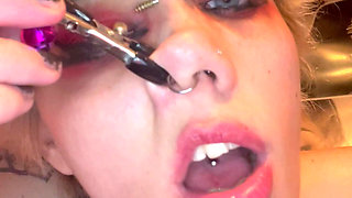 Goth Girl Glitterqueen1999 Stretches Her Button Nose with Ni