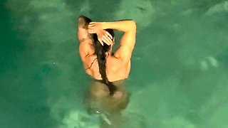Naked Island Girl Ocean Swimming