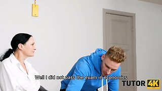 Tutor4k. schoolgirl tempts and nails much older art teacher in nylon stocking