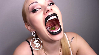 Giantess Swallowing Her Shrinking Slaves in Front of the Eyes of Her New Food-targets!