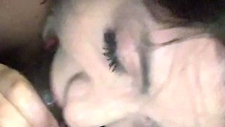 Homemade amateur riding cock cumshot swallow in lingerie