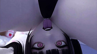 Dullahan Solo 3D _ Headless Anime Girl Uses Her Detached Head to Lick Herself