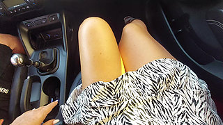 My Wife Shows off Her Beautiful Legs in the Car in the Morning on the Way to the Office