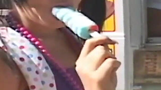 Brunette teen with small tits fucked in his truck and milked in mouth