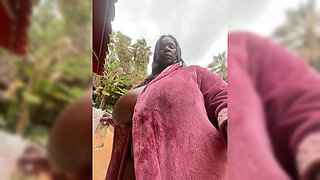 Ebony SSBBW MILF Stripteasing Outdoor