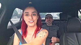 App Driver Catches Passenger Jerking Off From Behind!