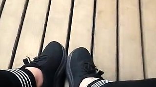 Flexible foot fetish masturbating with feet and hands