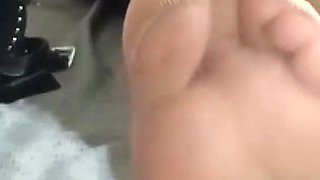 Nylon Feet Jerk off Instructions Cum on My Feet Now!