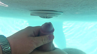 Water jet orgasm in pool