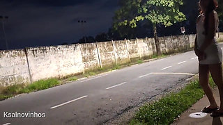 Risky Masturbating At The Bus Stop Next To The Beautiful Stranger!