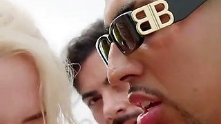 Outdoor Orgy - Busty Blonde Gets Flooded with Huge Cocks and Urine
