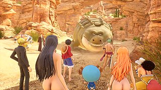 Playing the nude mod of One Piece Odyssey featuring Nami and Luffy in a sexy game play