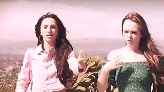 Two young towheaded sisters give a suck and bj to