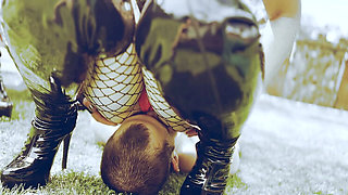 Mistress Zeida Farting in Slave's Mouth Outdoor BDSM Humiliation