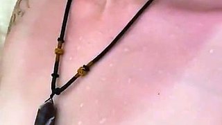 Hairy hot n sunburnt Eliza gets wet in shower