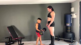 Tiny man humiliated by merciless giantess MILF goddess