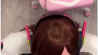 Girl Cosplay D.va From Overwatch And Sucks Dick Till Facial