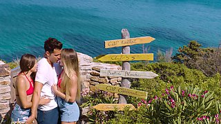 Talia and Naomi seduce Alberto in a steamy outdoor orgy