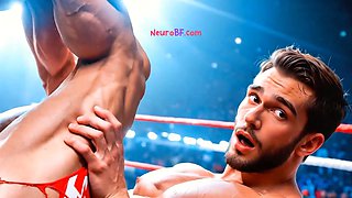 Wrestling muscular destroys beefy ass in public ring