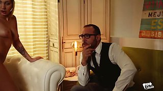 Blonde Vyvan Hill (Haley Hill) & Alberto Blanco: Big Ass, Small Tits, Big Cock, Office Sex with Therapist
