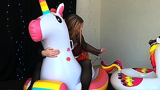 Close up with teen blonde sex doll rubbing her cunt